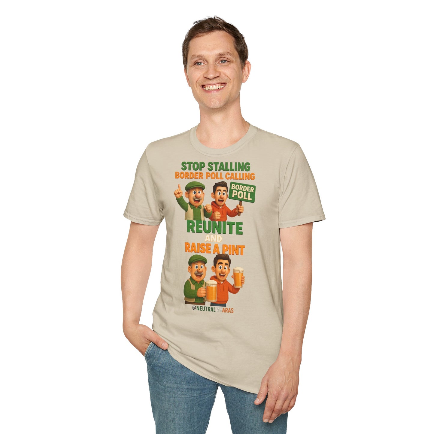 🔥 “Stop Stalling, Border Poll Calling – Reunite and Raise a Pint” T-SHIRT ☘️
