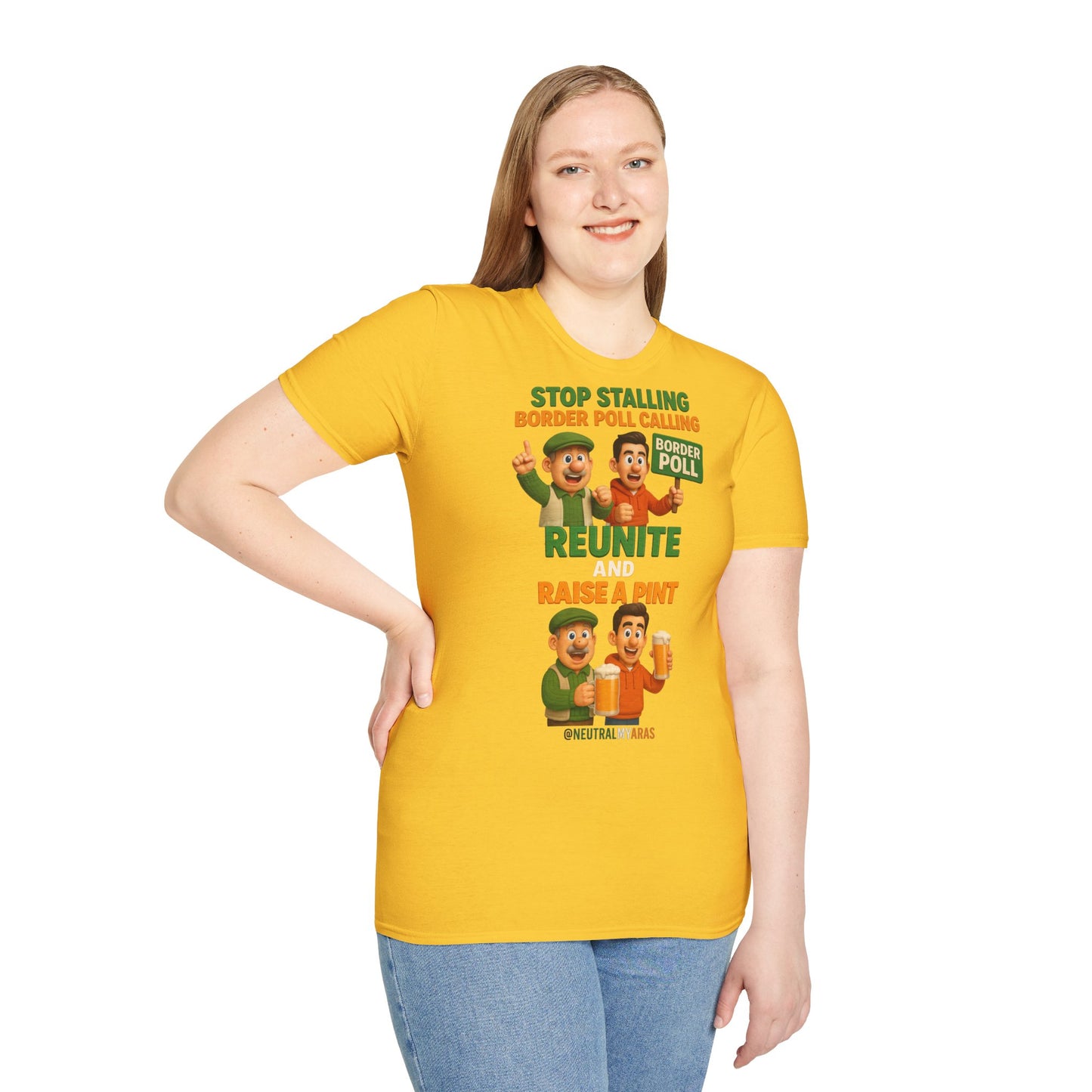 🔥 “Stop Stalling, Border Poll Calling – Reunite and Raise a Pint” T-SHIRT ☘️