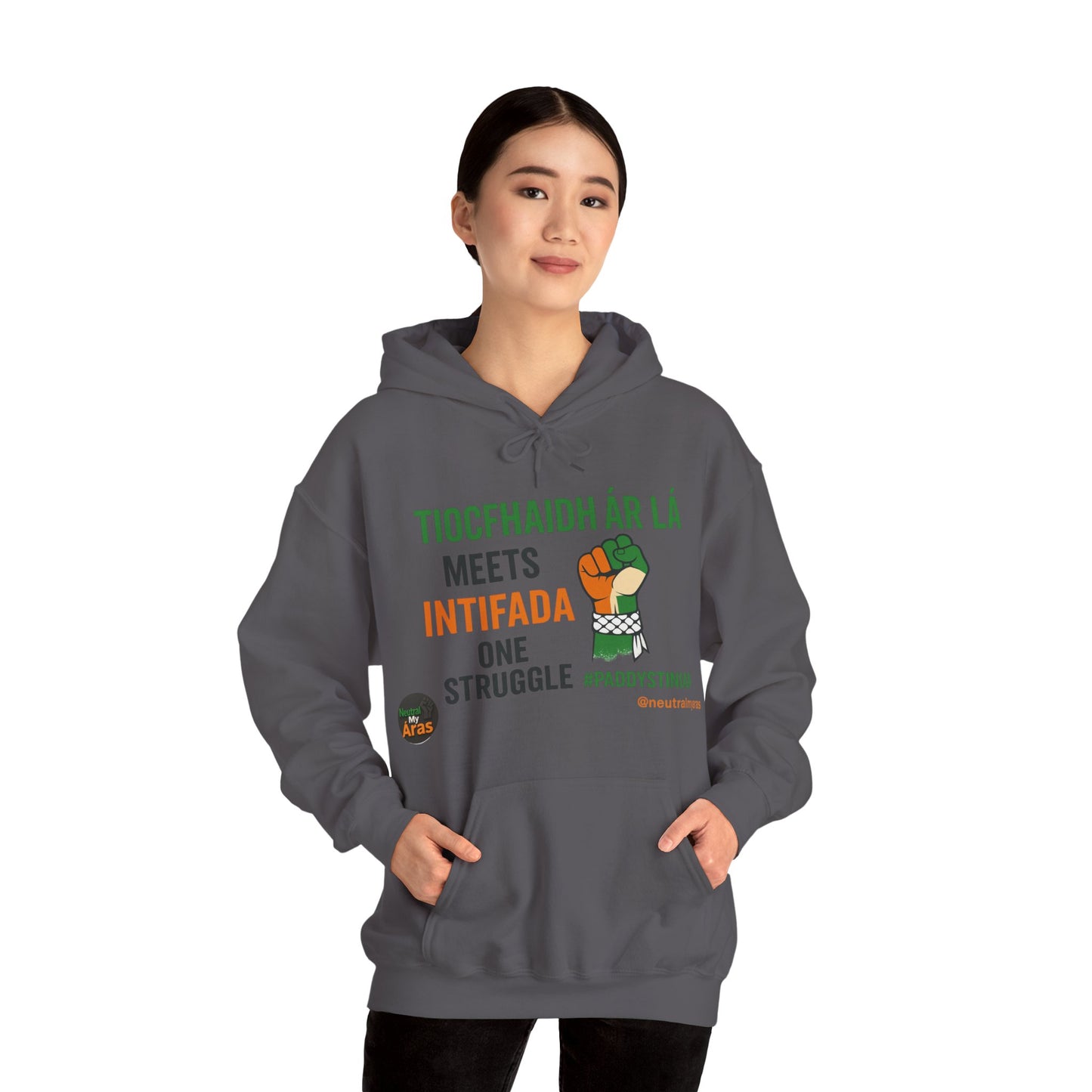 👕 “Tiocfaidh ár lá” Meets “Intifada” – One Struggle - Paddystinian Hoodie