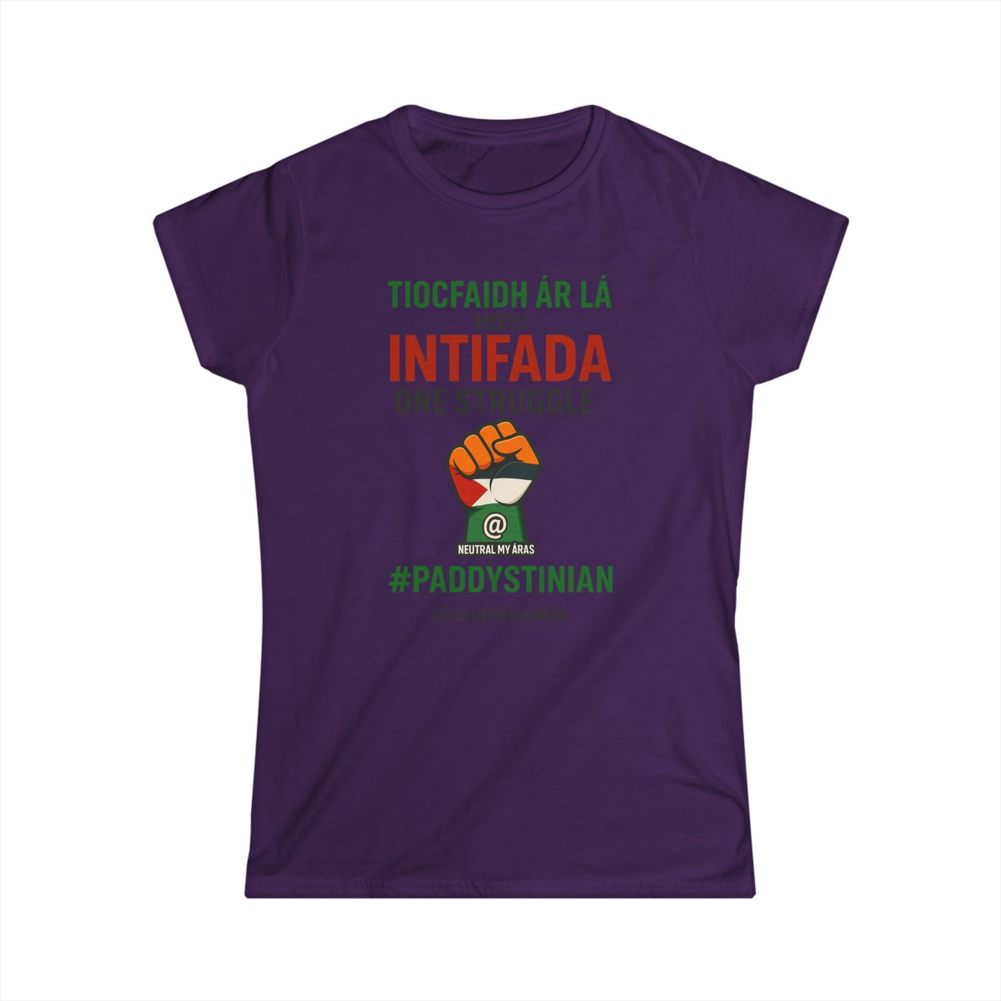 Women's Softstyle Tee 👕 “Tiocfaidh ár lá” Meets “Intifada” – Paddystinian - One Struggle T-Shirt