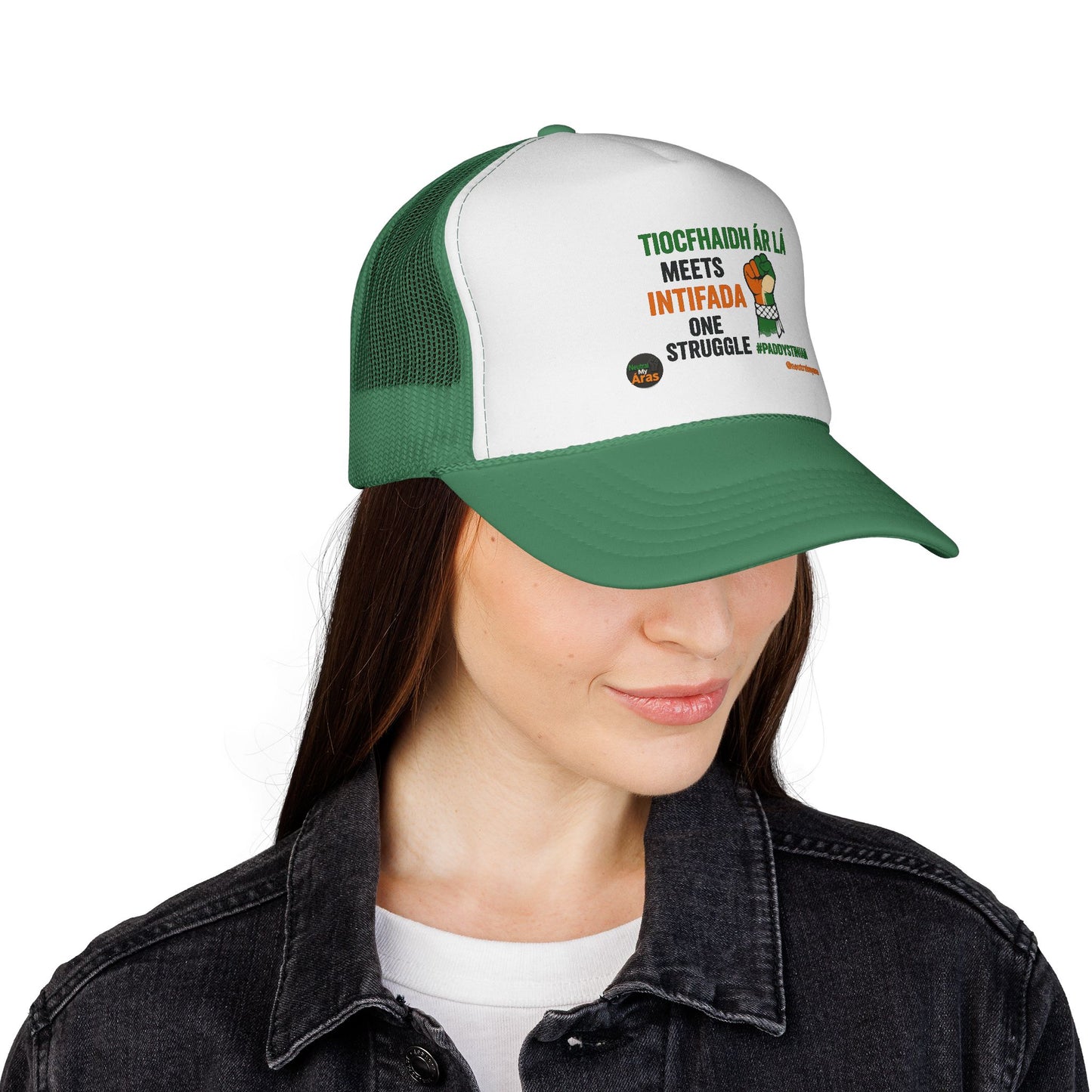 🧢 Tiocfaidh ár lá Meets Intifada – One Struggle - Paddystinian Trucker Hat