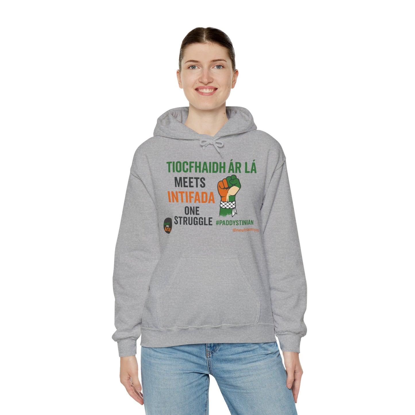 👕 “Tiocfaidh ár lá” Meets “Intifada” – One Struggle - Paddystinian Hoodie