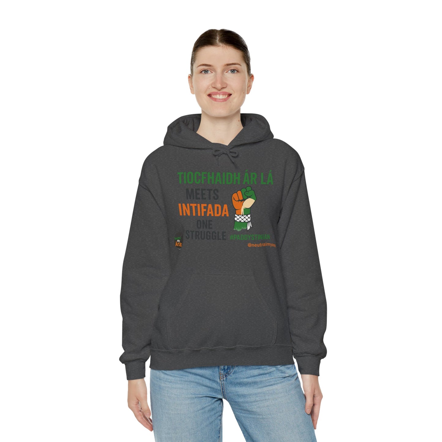 👕 “Tiocfaidh ár lá” Meets “Intifada” – One Struggle - Paddystinian Hoodie