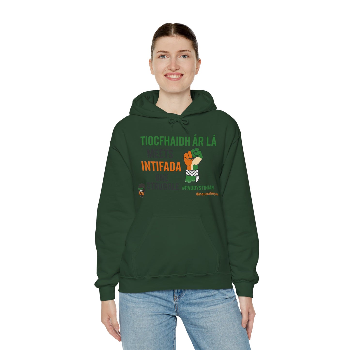 👕 “Tiocfaidh ár lá” Meets “Intifada” – One Struggle - Paddystinian Hoodie