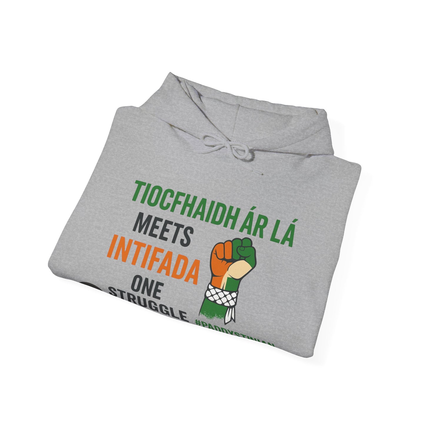 👕 “Tiocfaidh ár lá” Meets “Intifada” – One Struggle - Paddystinian Hoodie