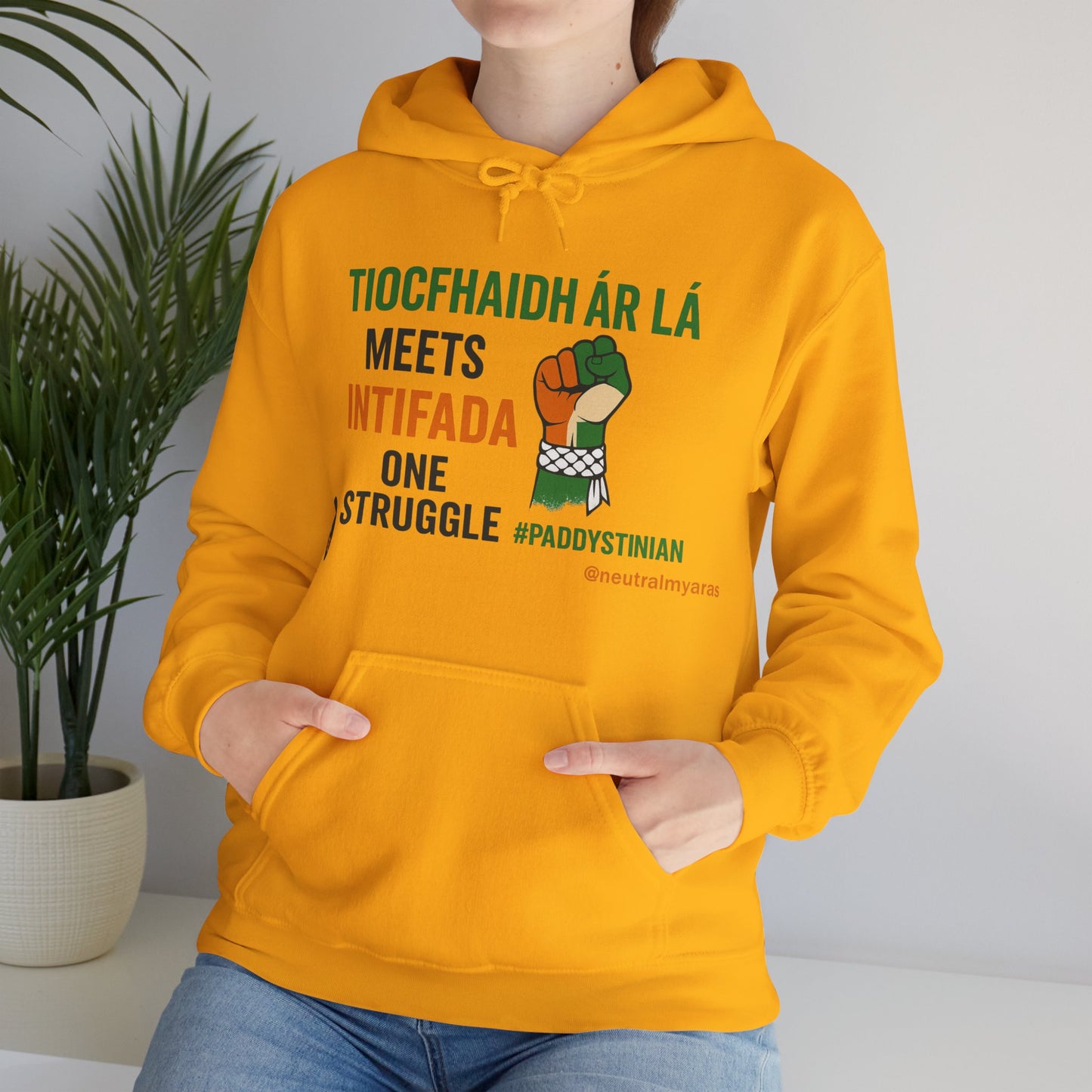 👕 “Tiocfaidh ár lá” Meets “Intifada” – One Struggle - Paddystinian Hoodie