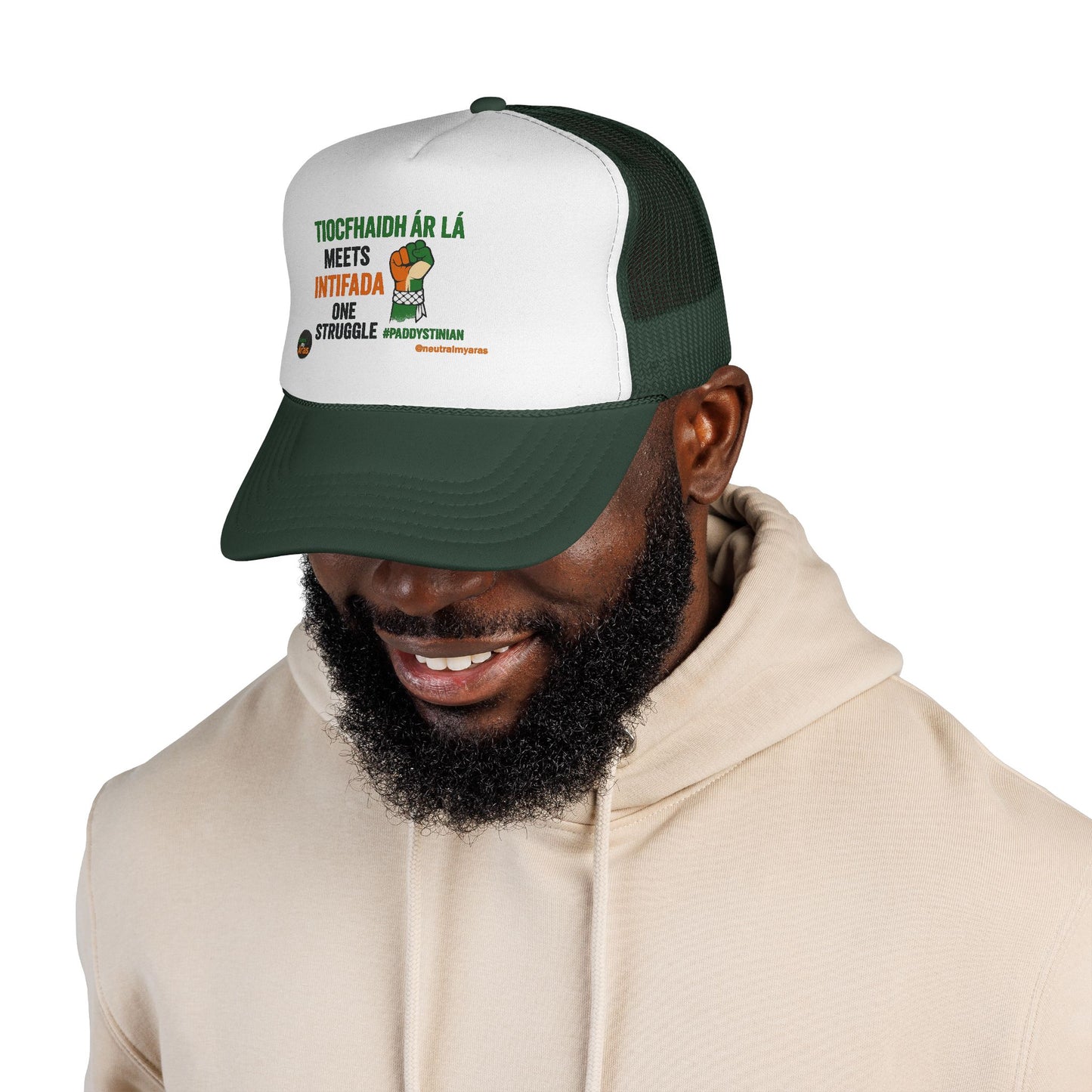 🧢 Tiocfaidh ár lá Meets Intifada – One Struggle - Paddystinian Trucker Hat