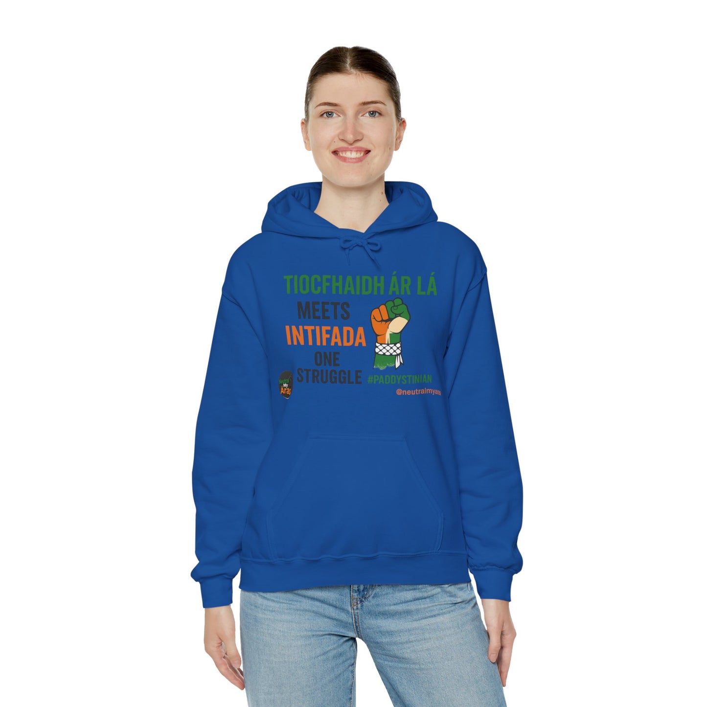 👕 “Tiocfaidh ár lá” Meets “Intifada” – One Struggle - Paddystinian Hoodie