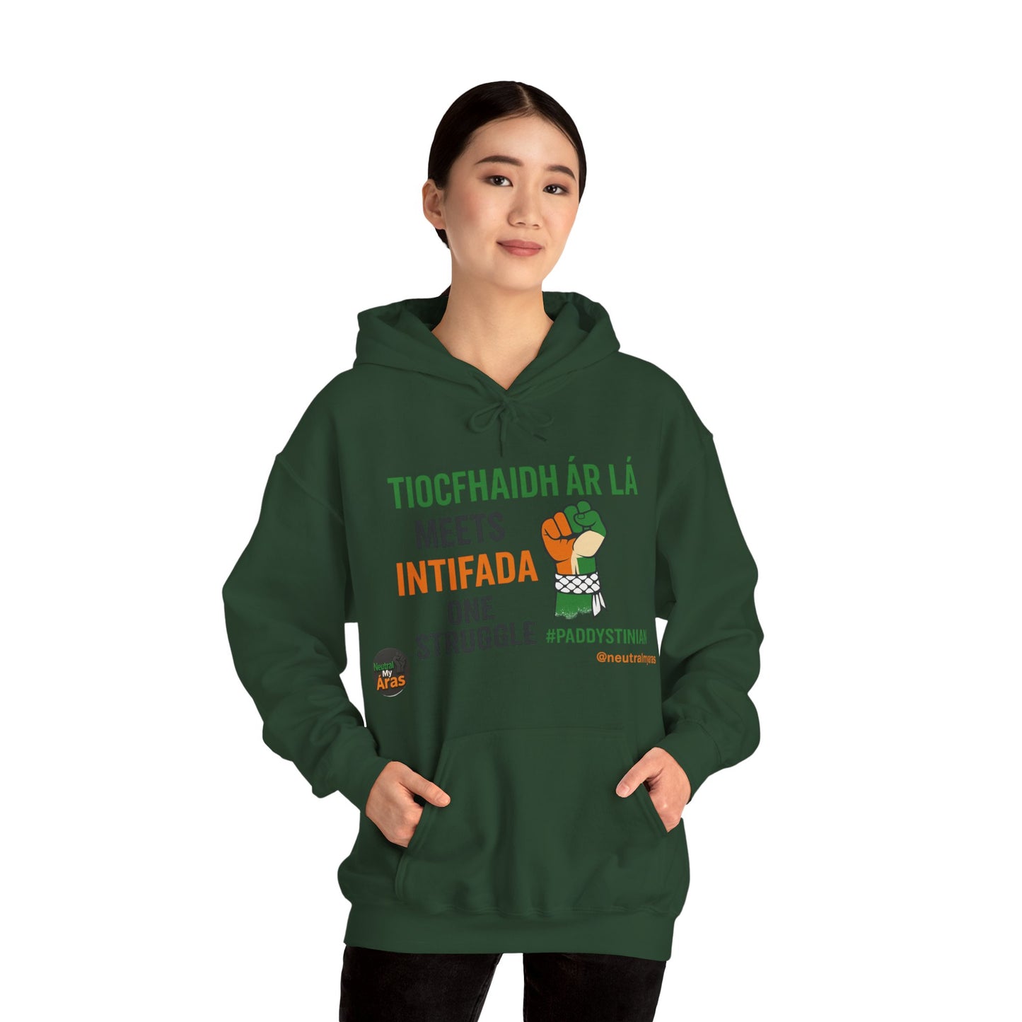 👕 “Tiocfaidh ár lá” Meets “Intifada” – One Struggle - Paddystinian Hoodie