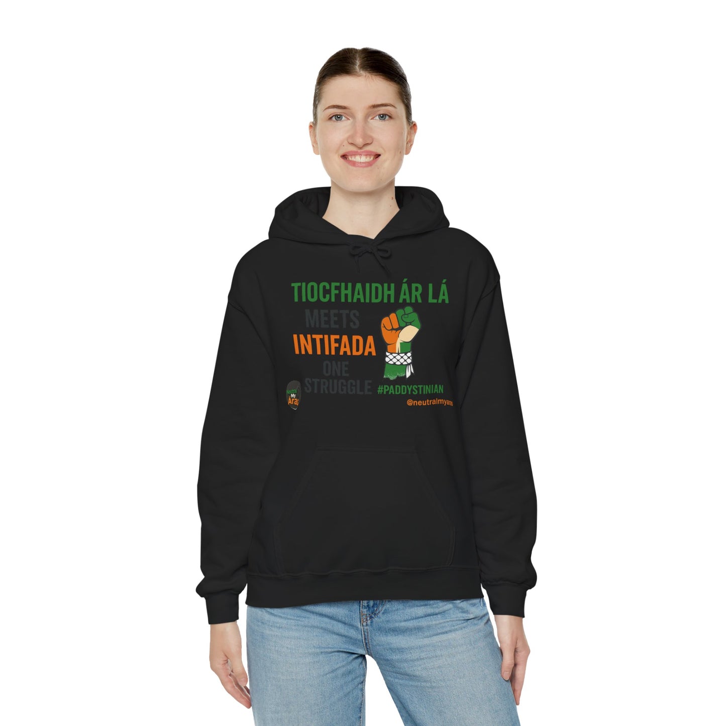 👕 “Tiocfaidh ár lá” Meets “Intifada” – One Struggle - Paddystinian Hoodie