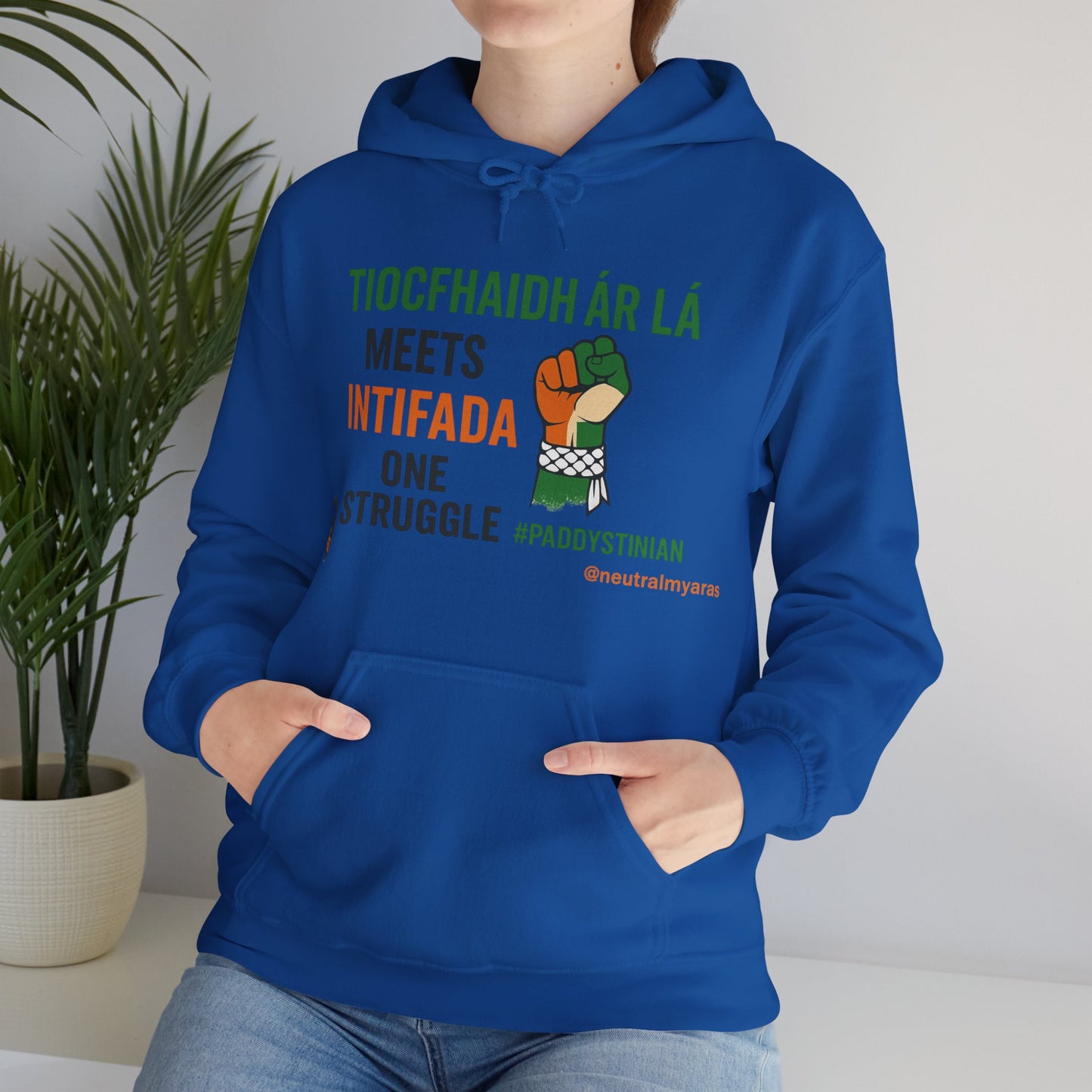 👕 “Tiocfaidh ár lá” Meets “Intifada” – One Struggle - Paddystinian Hoodie