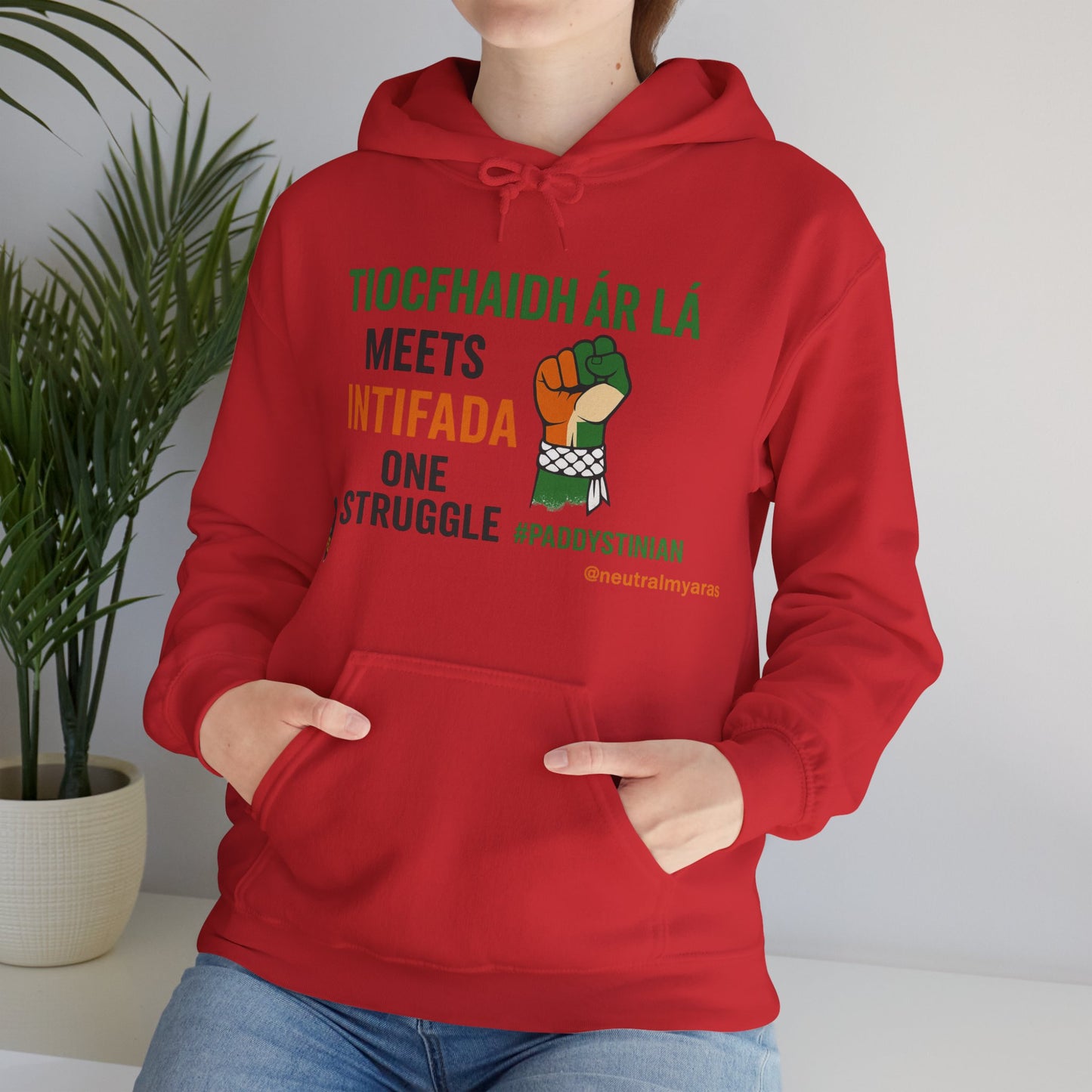 👕 “Tiocfaidh ár lá” Meets “Intifada” – One Struggle - Paddystinian Hoodie