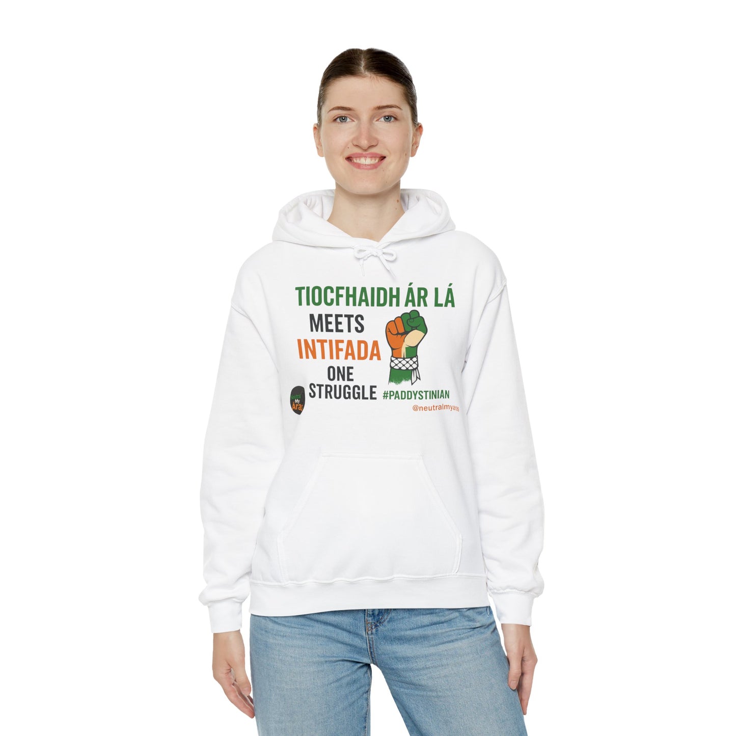 👕 “Tiocfaidh ár lá” Meets “Intifada” – One Struggle - Paddystinian Hoodie