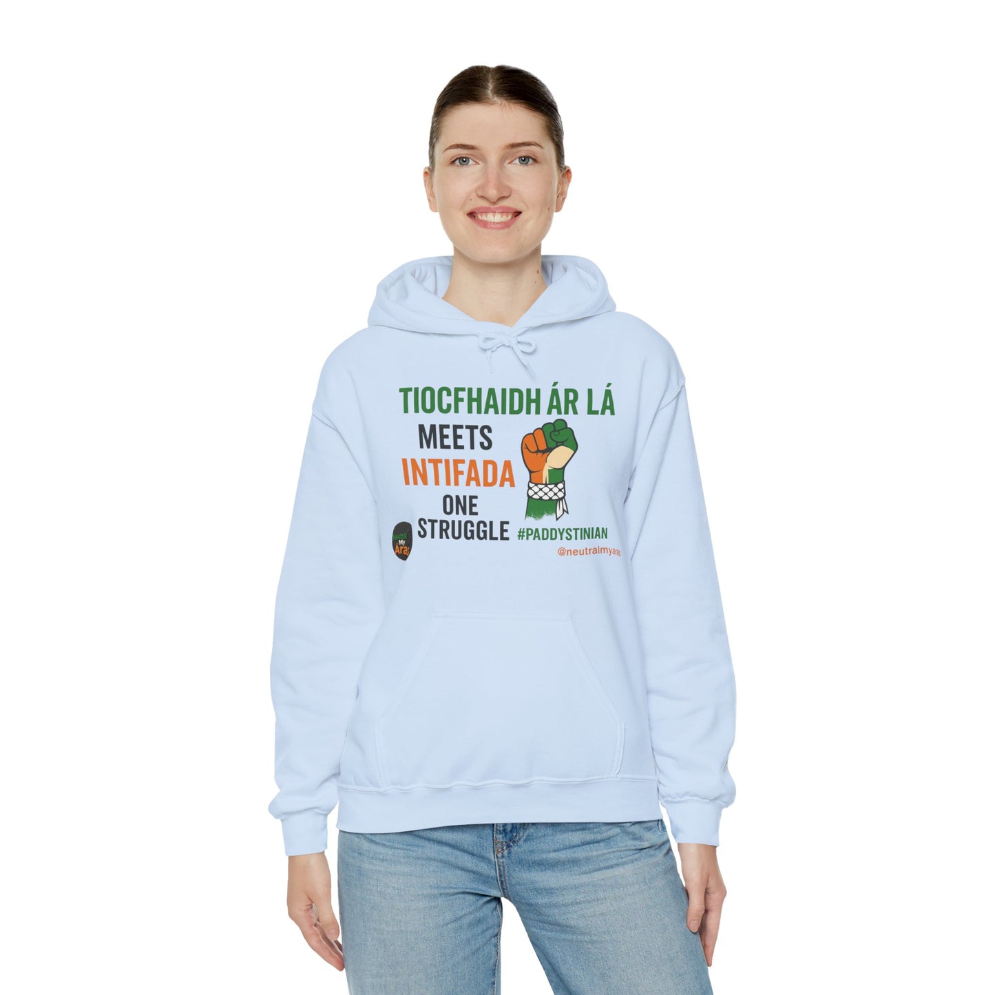 👕 “Tiocfaidh ár lá” Meets “Intifada” – One Struggle - Paddystinian Hoodie