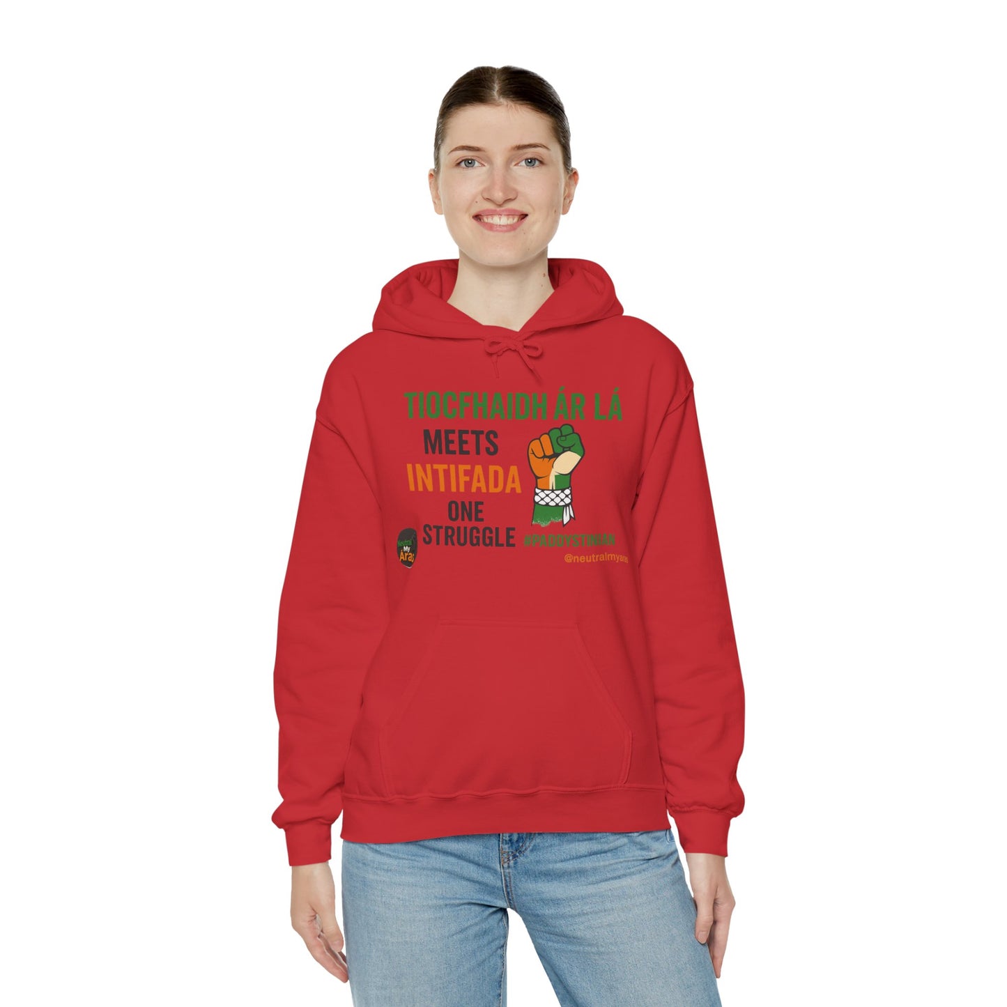 👕 “Tiocfaidh ár lá” Meets “Intifada” – One Struggle - Paddystinian Hoodie
