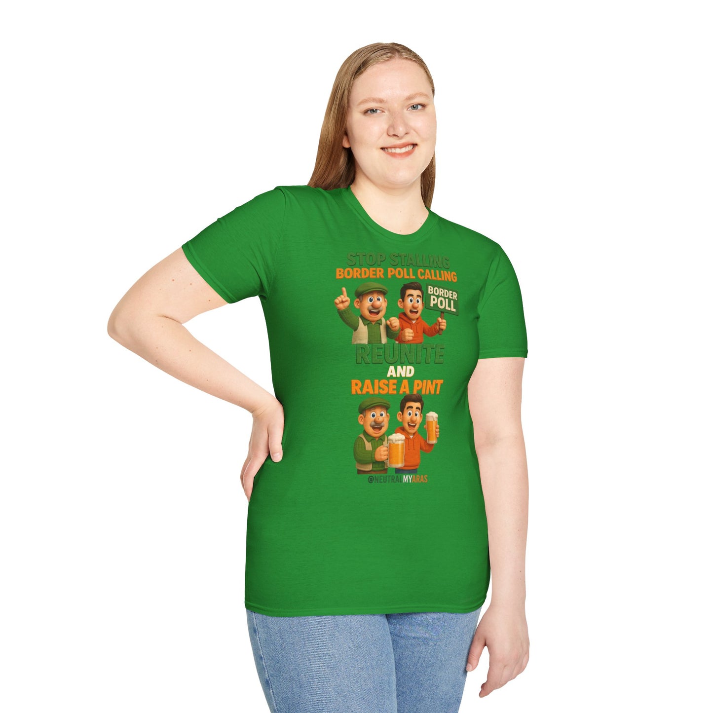🔥 “Stop Stalling, Border Poll Calling – Reunite and Raise a Pint” T-SHIRT ☘️