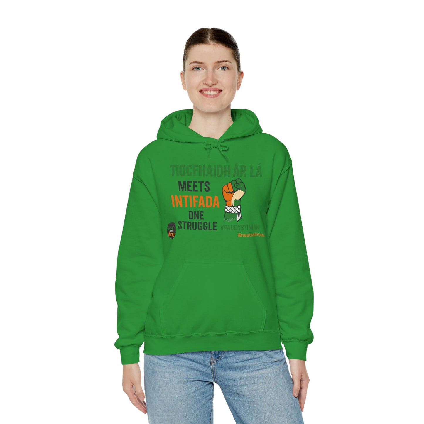 👕 “Tiocfaidh ár lá” Meets “Intifada” – One Struggle - Paddystinian Hoodie