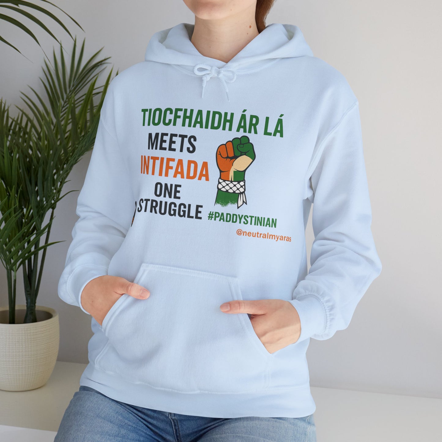 👕 “Tiocfaidh ár lá” Meets “Intifada” – One Struggle - Paddystinian Hoodie