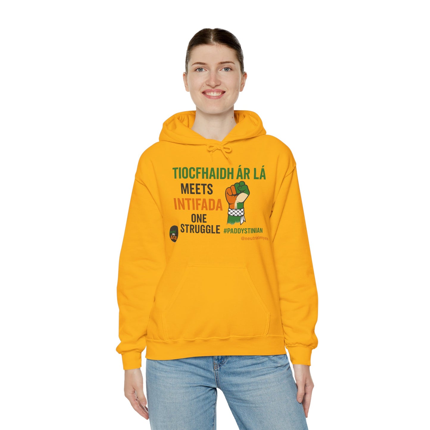 👕 “Tiocfaidh ár lá” Meets “Intifada” – One Struggle - Paddystinian Hoodie