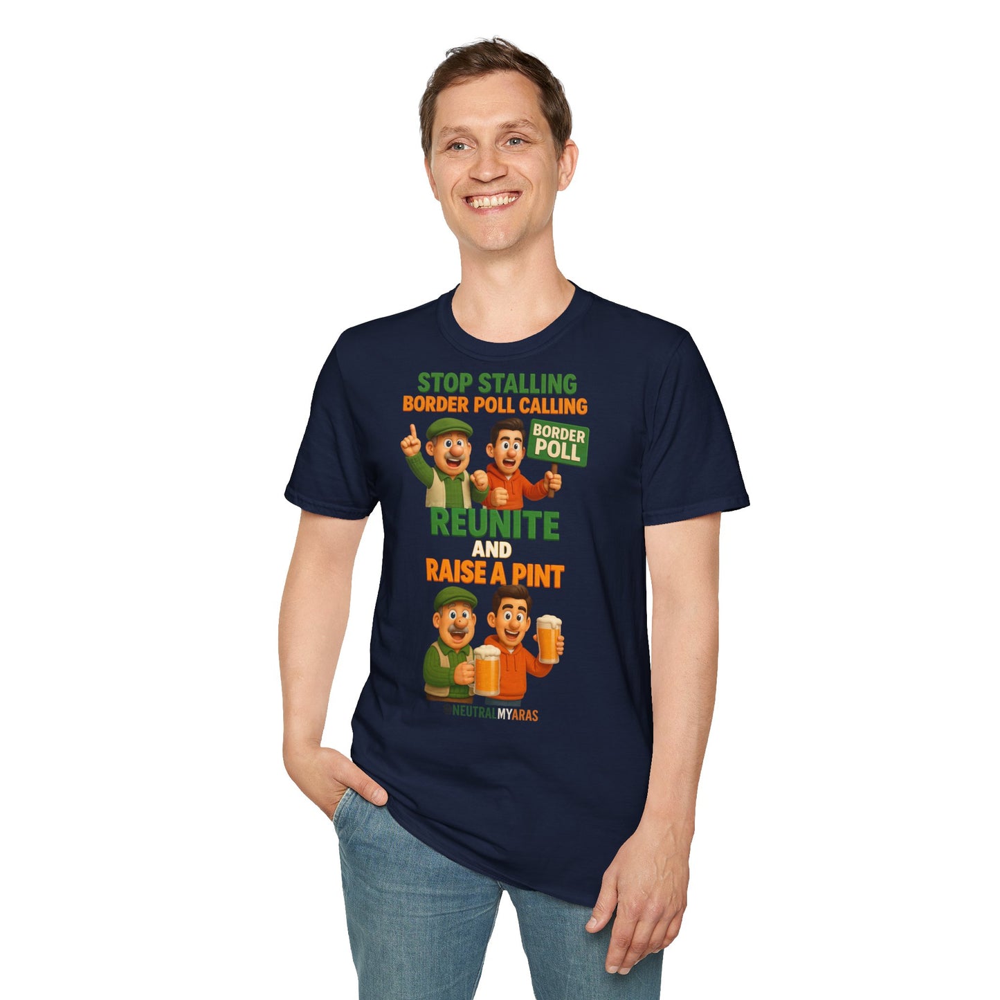 🔥 “Stop Stalling, Border Poll Calling – Reunite and Raise a Pint” T-SHIRT ☘️
