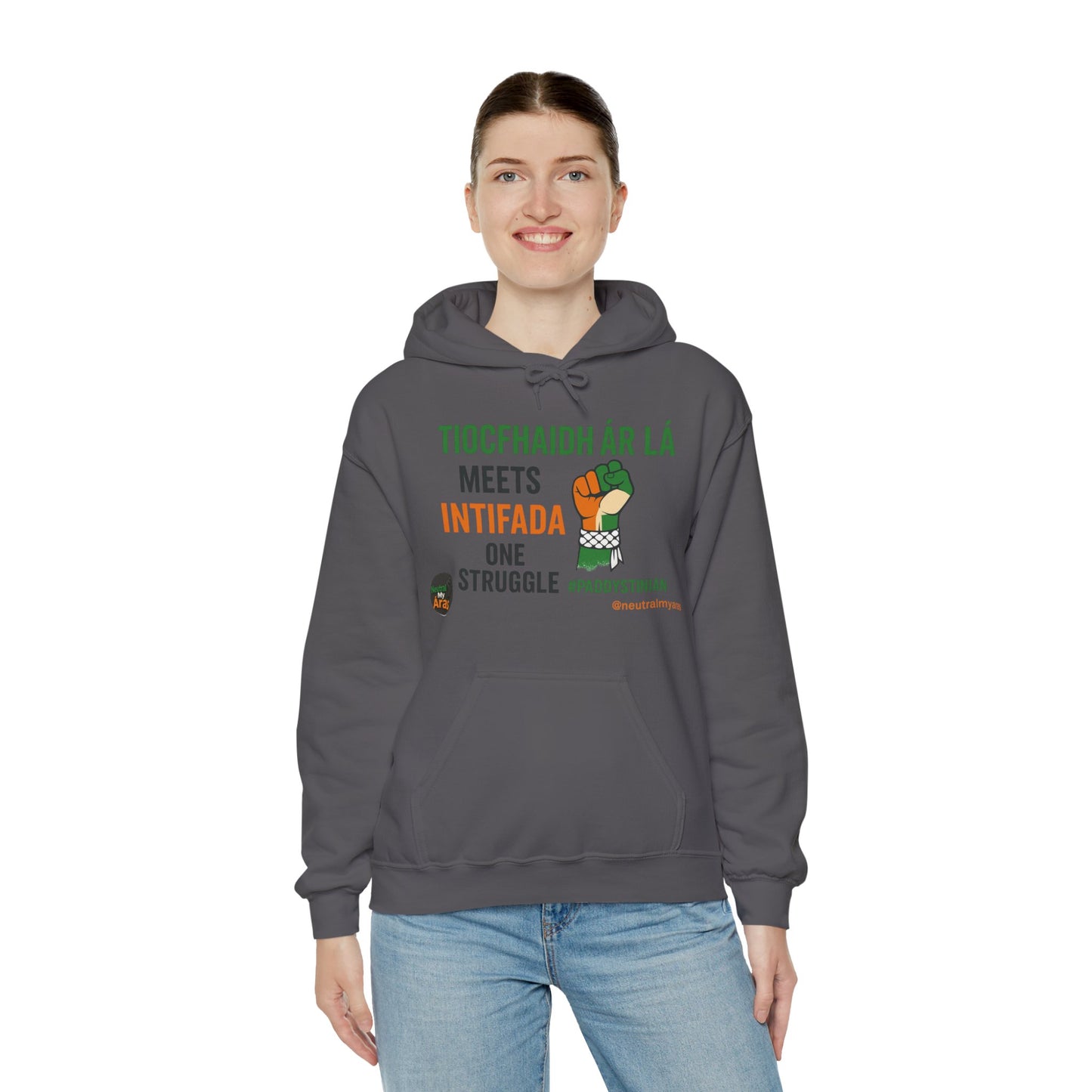 👕 “Tiocfaidh ár lá” Meets “Intifada” – One Struggle - Paddystinian Hoodie