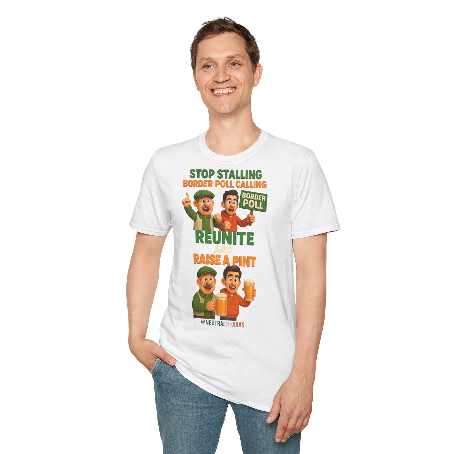 🔥 “Stop Stalling, Border Poll Calling – Reunite and Raise a Pint” T-SHIRT ☘️