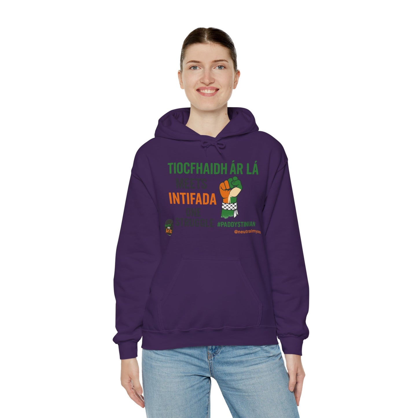 👕 “Tiocfaidh ár lá” Meets “Intifada” – One Struggle - Paddystinian Hoodie