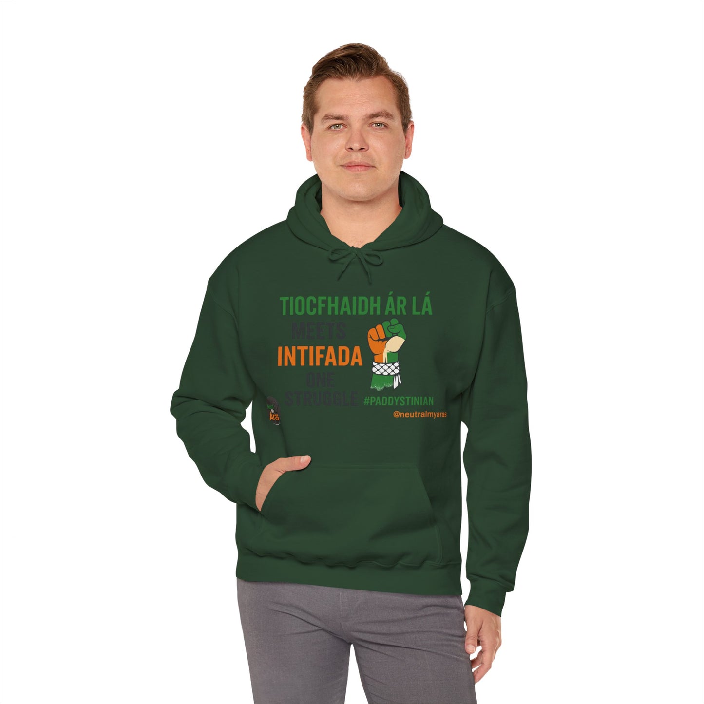 👕 “Tiocfaidh ár lá” Meets “Intifada” – One Struggle - Paddystinian Hoodie