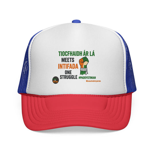 🧢 Tiocfaidh ár lá Meets Intifada – One Struggle - Paddystinian Trucker Hat