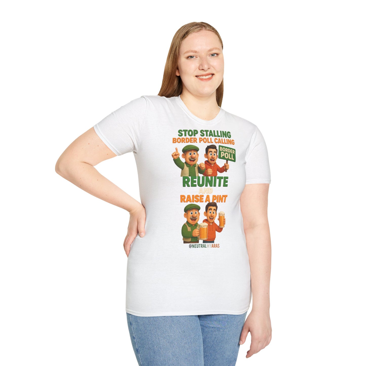 🔥 “Stop Stalling, Border Poll Calling – Reunite and Raise a Pint” T-SHIRT ☘️