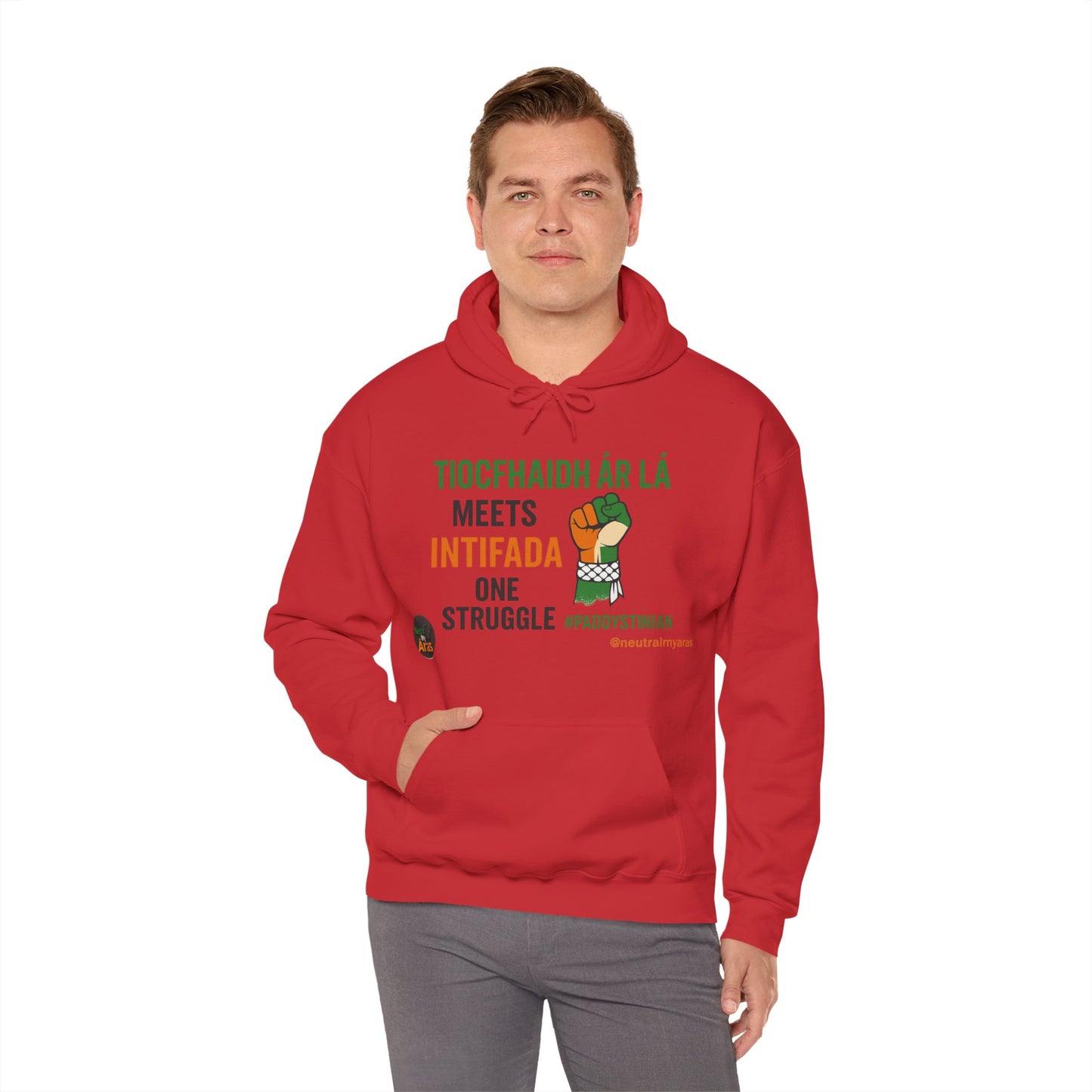 👕 “Tiocfaidh ár lá” Meets “Intifada” – One Struggle - Paddystinian Hoodie