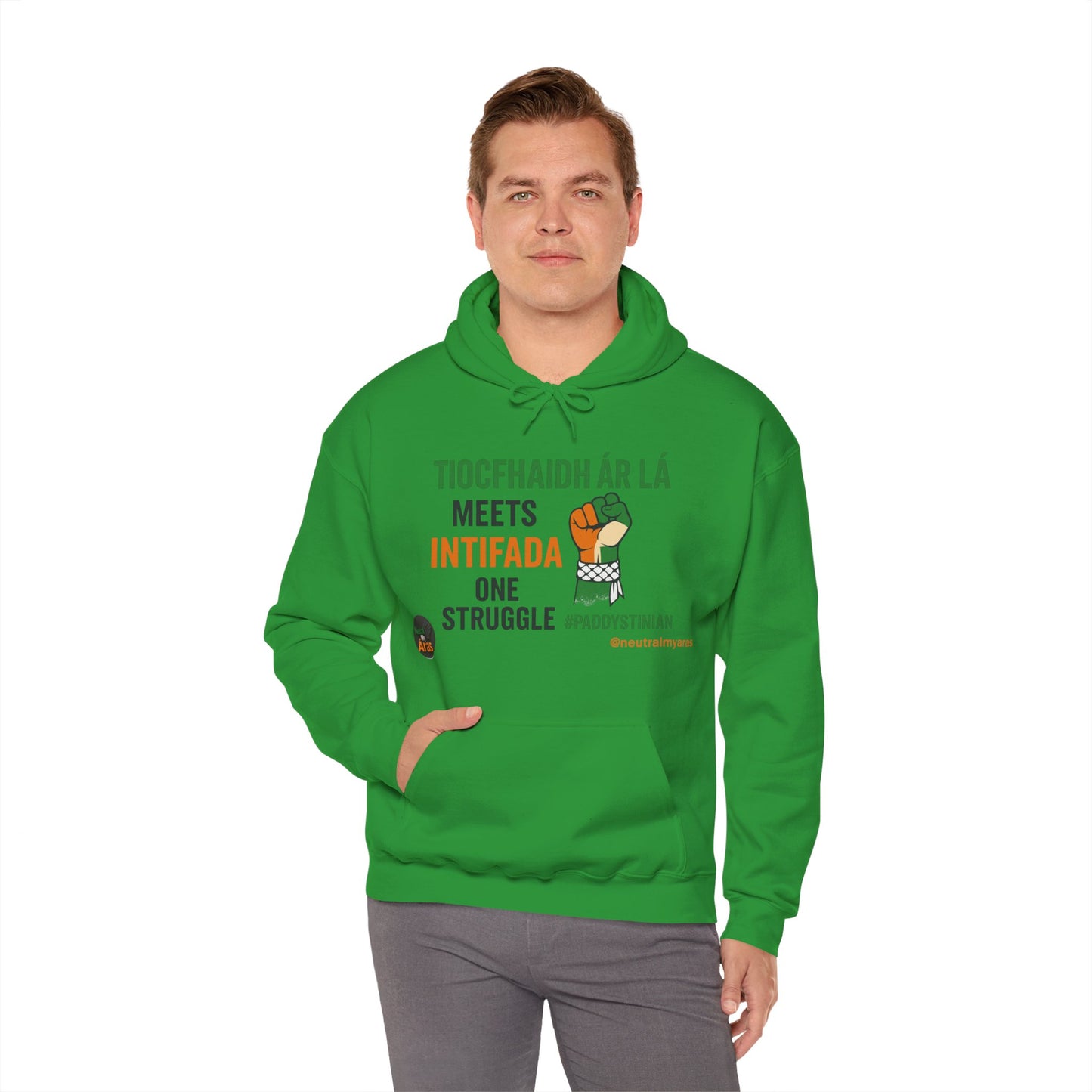 👕 “Tiocfaidh ár lá” Meets “Intifada” – One Struggle - Paddystinian Hoodie