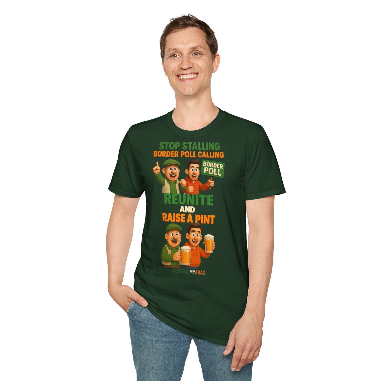 🔥 “Stop Stalling, Border Poll Calling – Reunite and Raise a Pint” T-SHIRT ☘️