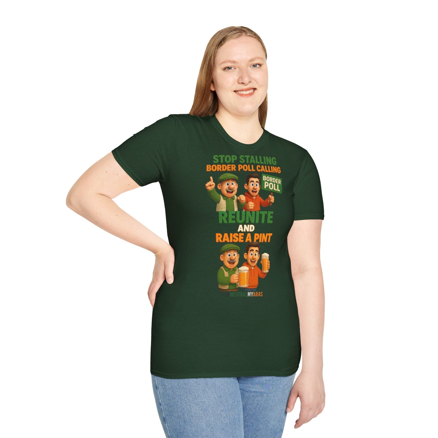 🔥 “Stop Stalling, Border Poll Calling – Reunite and Raise a Pint” T-SHIRT ☘️