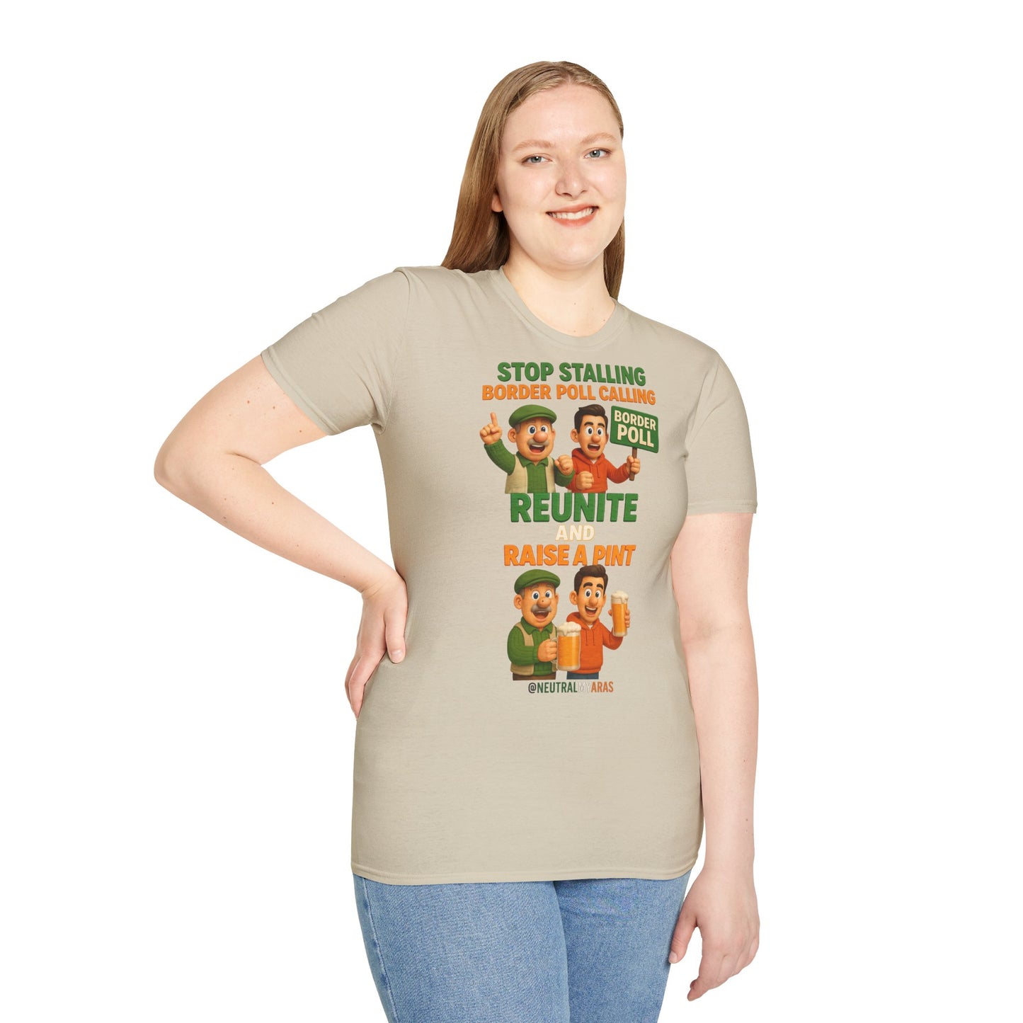 🔥 “Stop Stalling, Border Poll Calling – Reunite and Raise a Pint” T-SHIRT ☘️