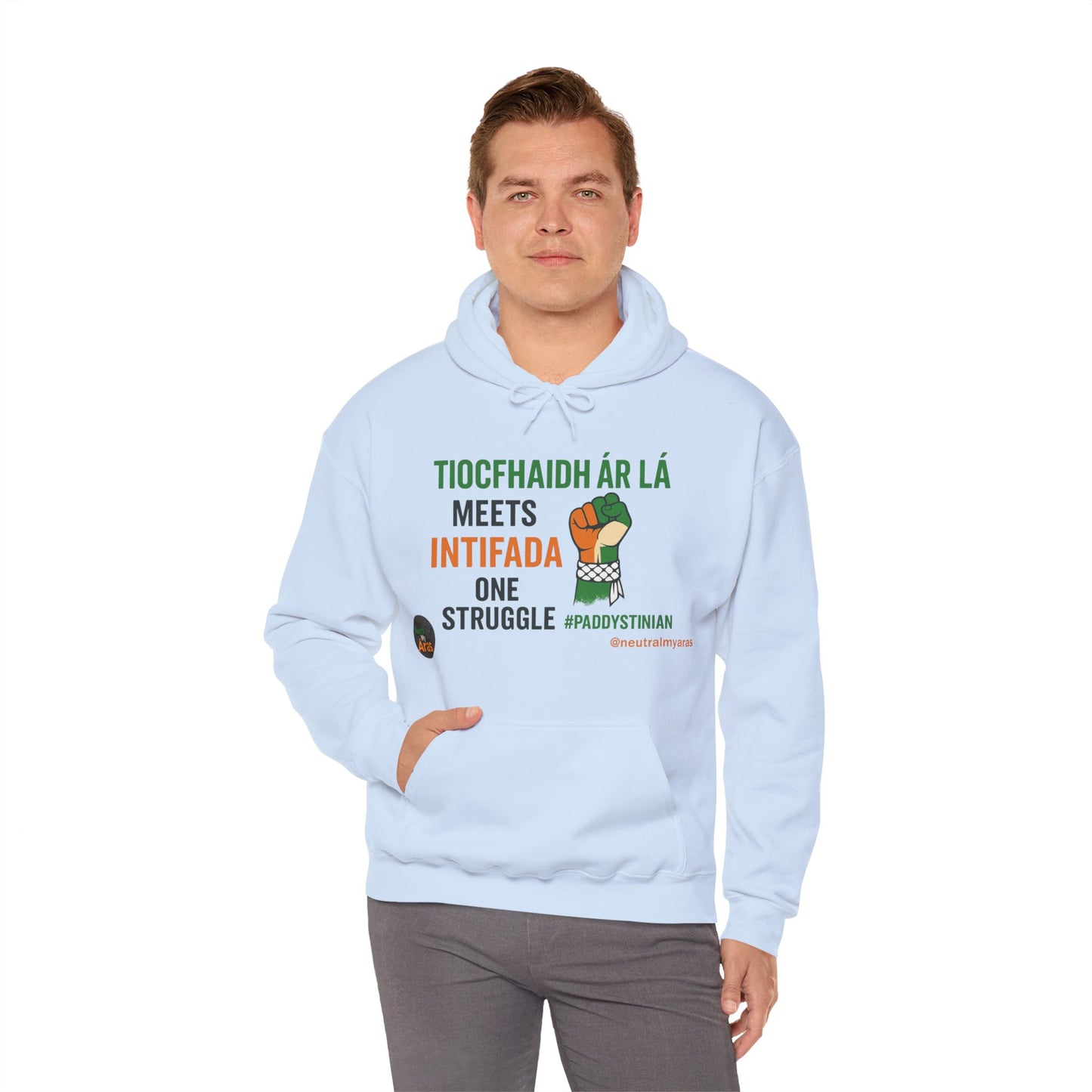 👕 “Tiocfaidh ár lá” Meets “Intifada” – One Struggle - Paddystinian Hoodie
