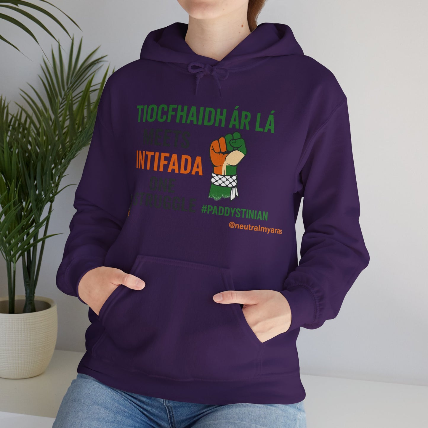 👕 “Tiocfaidh ár lá” Meets “Intifada” – One Struggle - Paddystinian Hoodie