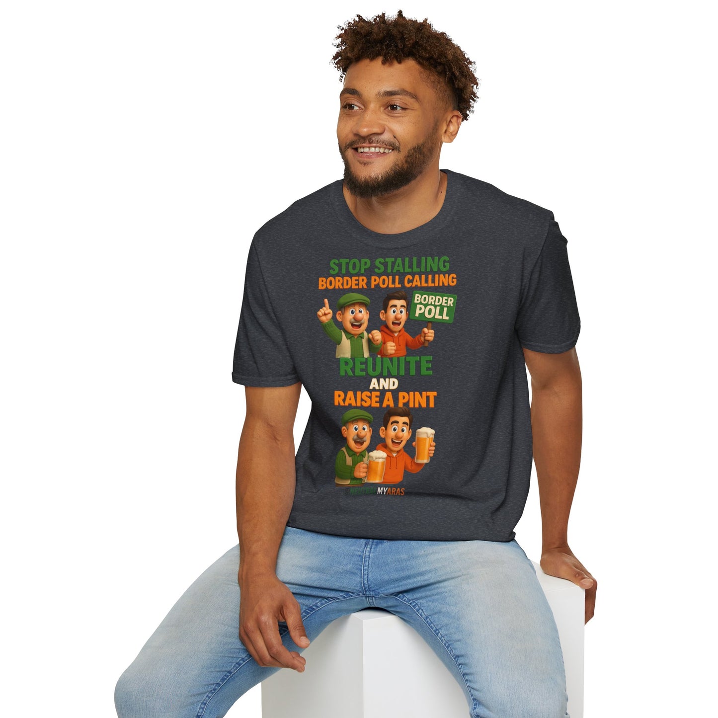 🔥 “Stop Stalling, Border Poll Calling – Reunite and Raise a Pint” T-SHIRT ☘️