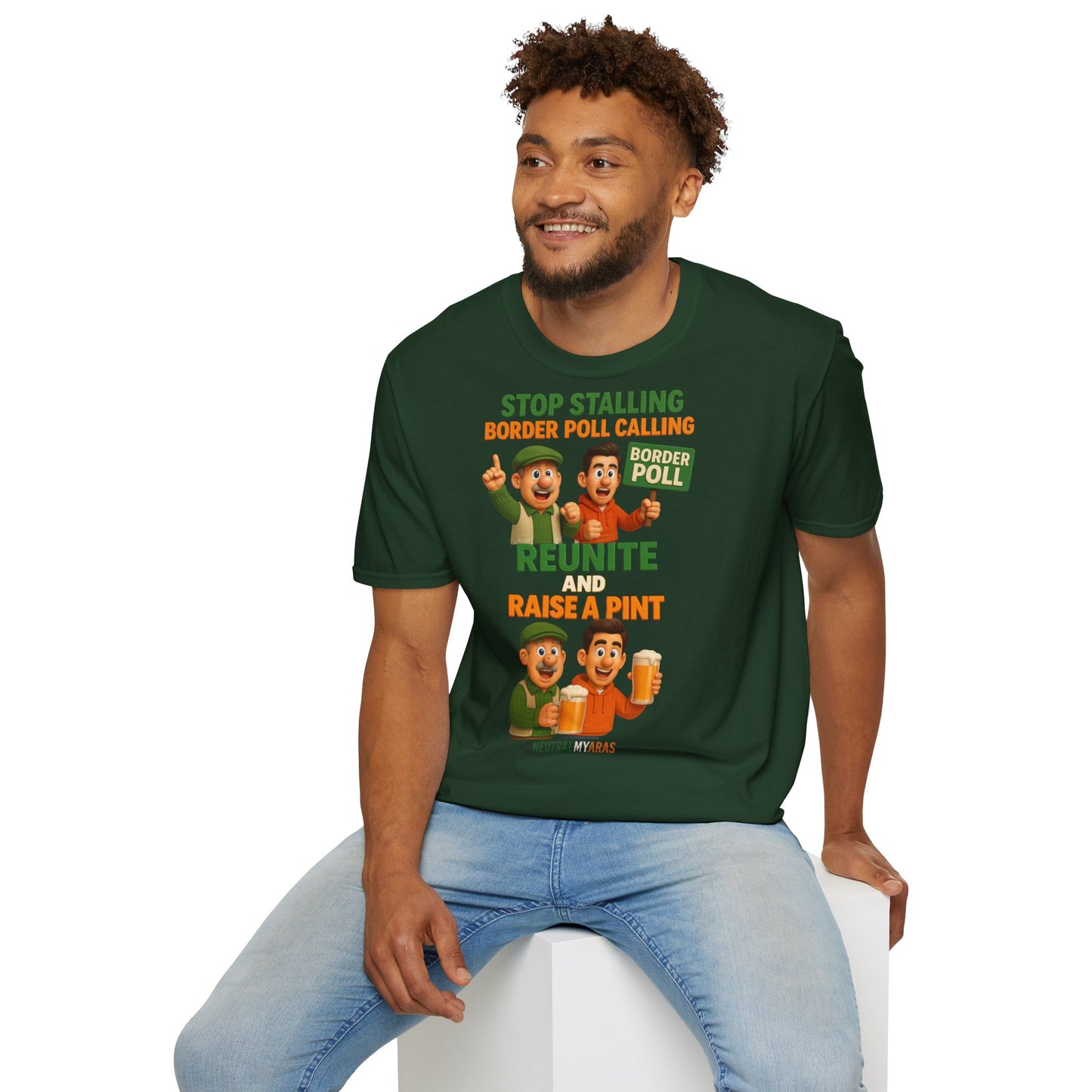 🔥 “Stop Stalling, Border Poll Calling – Reunite and Raise a Pint” T-SHIRT ☘️