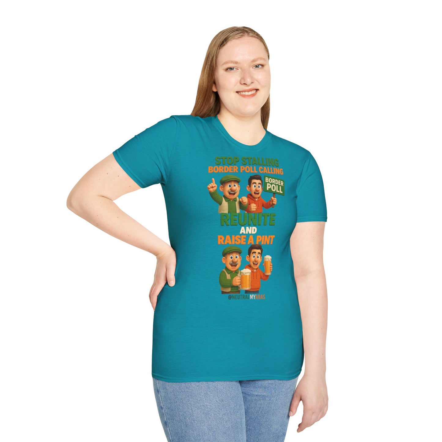 🔥 “Stop Stalling, Border Poll Calling – Reunite and Raise a Pint” T-SHIRT ☘️