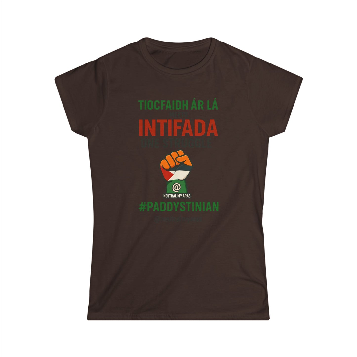 Women's Softstyle Tee 👕 “Tiocfaidh ár lá” Meets “Intifada” – Paddystinian - One Struggle T-Shirt