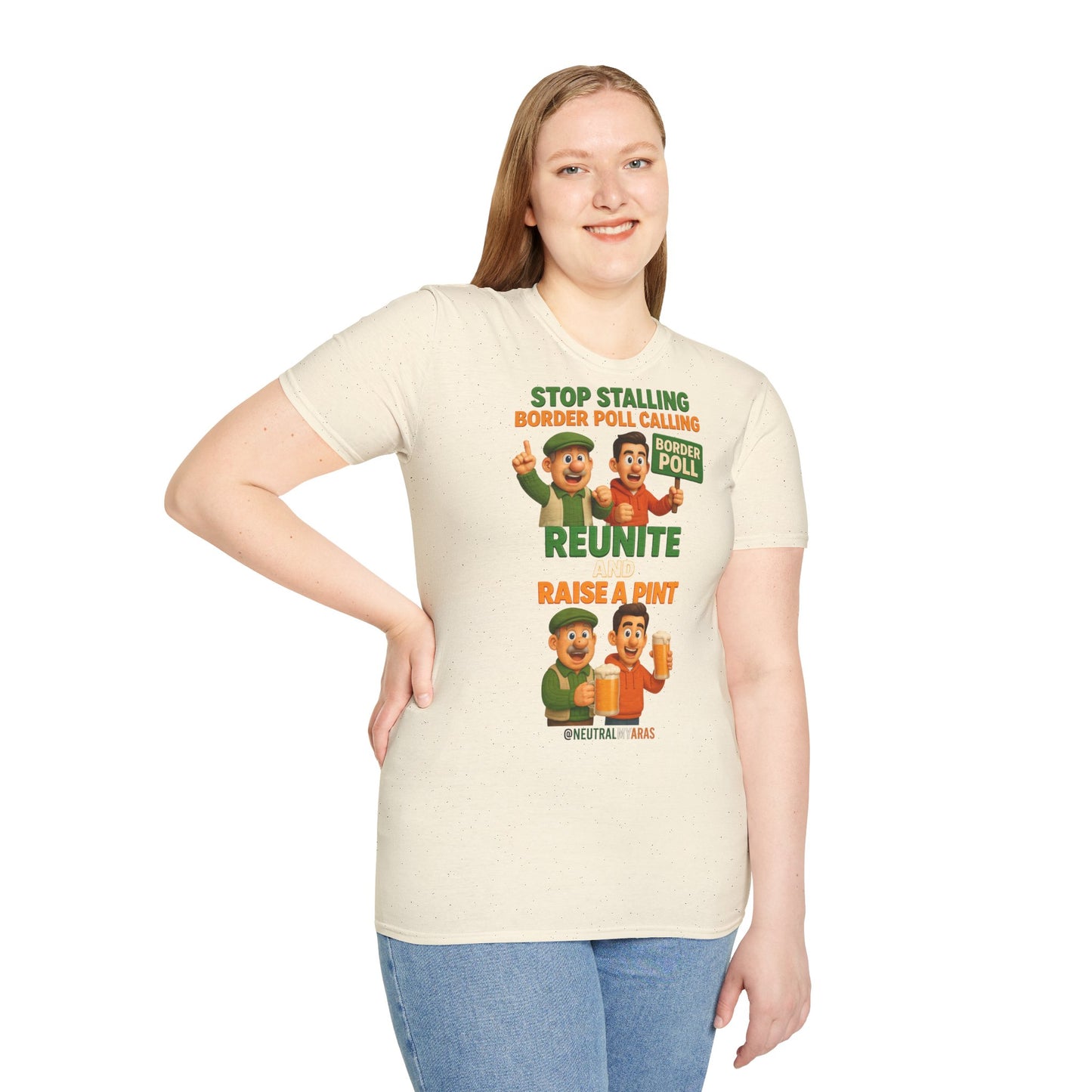 🔥 “Stop Stalling, Border Poll Calling – Reunite and Raise a Pint” T-SHIRT ☘️