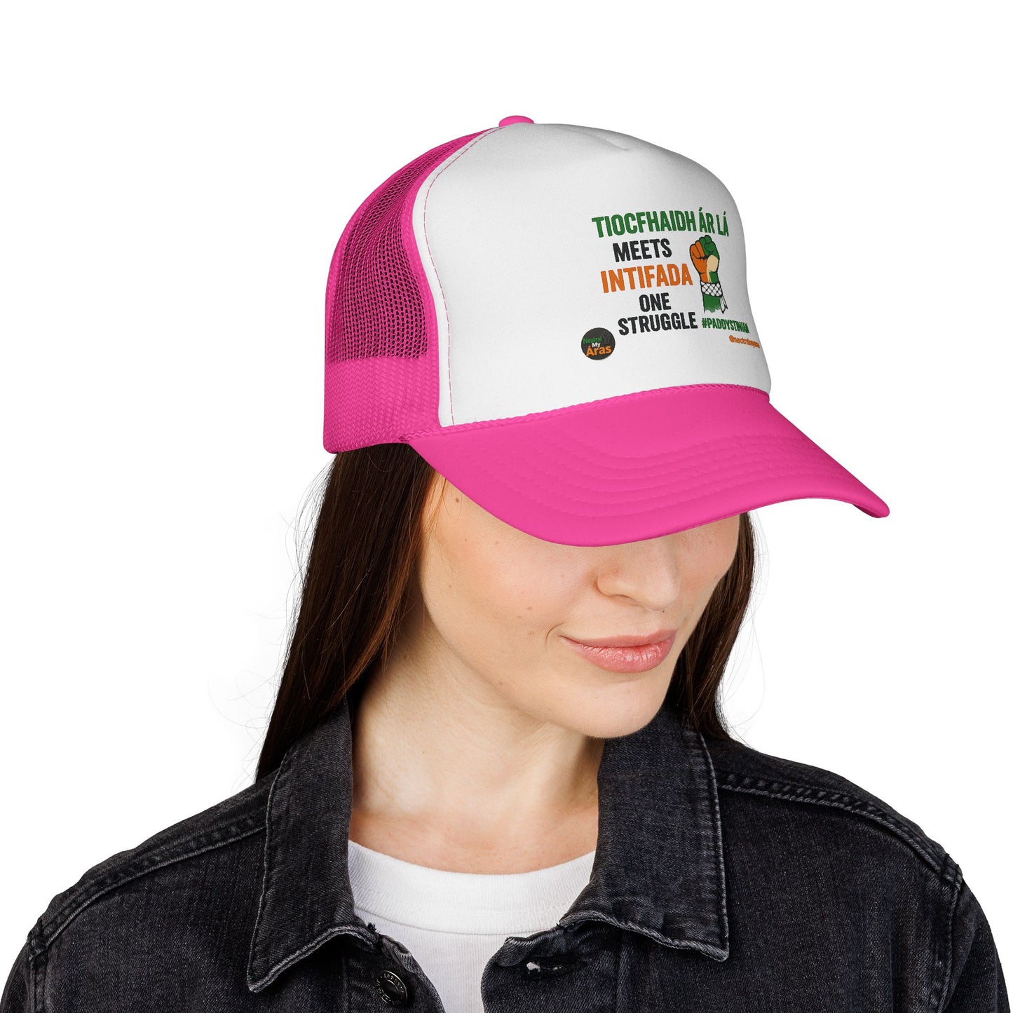🧢 Tiocfaidh ár lá Meets Intifada – One Struggle - Paddystinian Trucker Hat