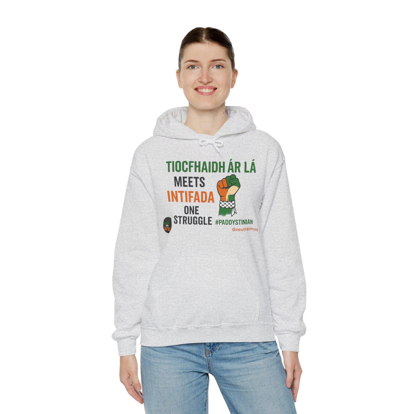 👕 “Tiocfaidh ár lá” Meets “Intifada” – One Struggle - Paddystinian Hoodie
