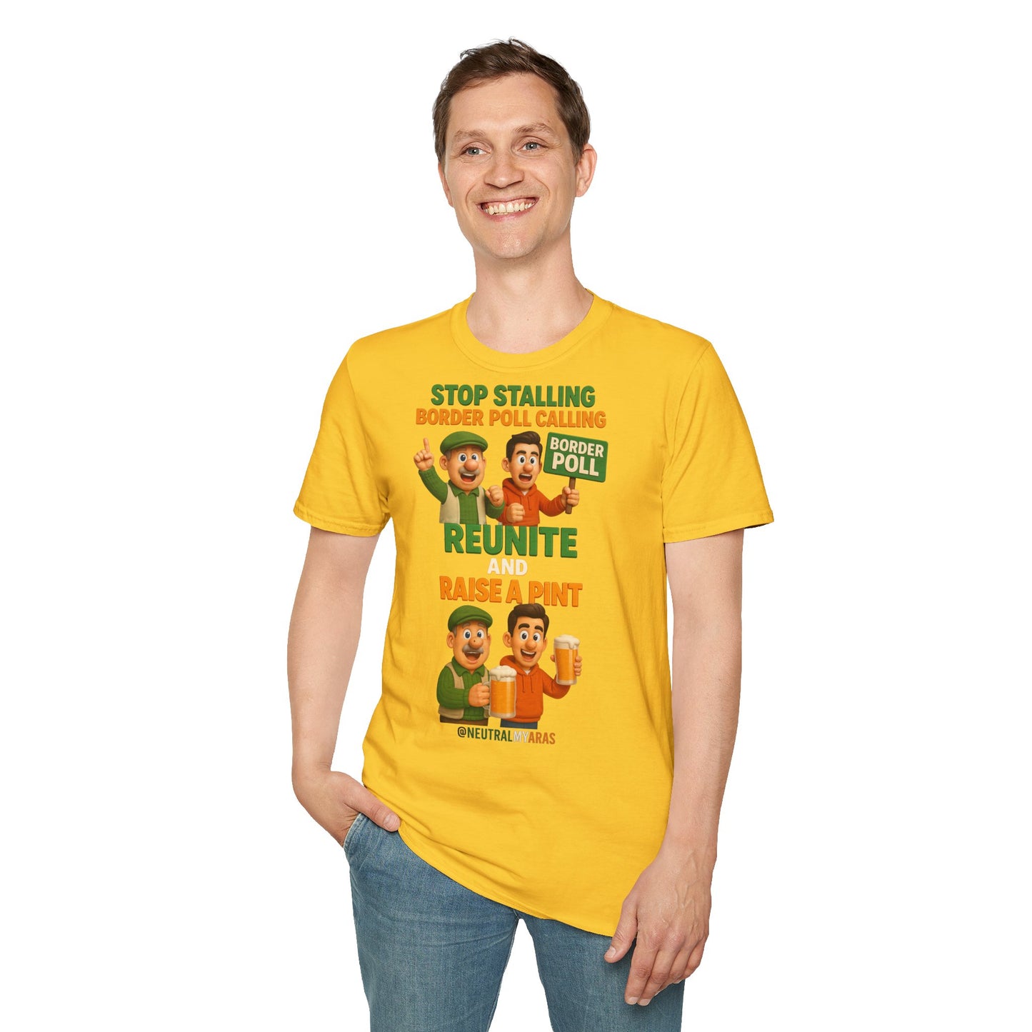 🔥 “Stop Stalling, Border Poll Calling – Reunite and Raise a Pint” T-SHIRT ☘️