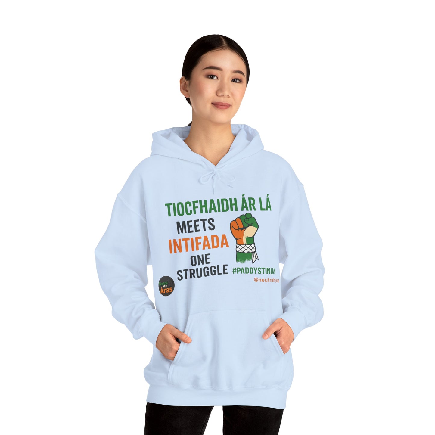 👕 “Tiocfaidh ár lá” Meets “Intifada” – One Struggle - Paddystinian Hoodie
