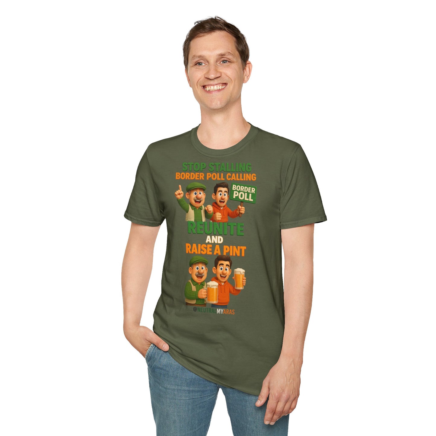 🔥 “Stop Stalling, Border Poll Calling – Reunite and Raise a Pint” T-SHIRT ☘️