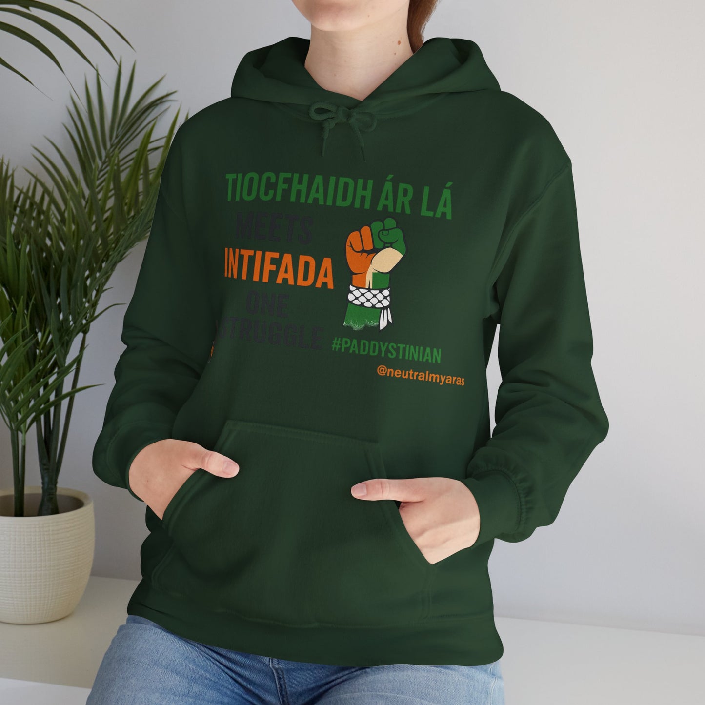 👕 “Tiocfaidh ár lá” Meets “Intifada” – One Struggle - Paddystinian Hoodie